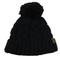 Černá vzorovaná čepice s bambulí Next