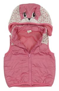 Růžovo-puntíkatá šusťáková zateplená vesta s kapucí H&M