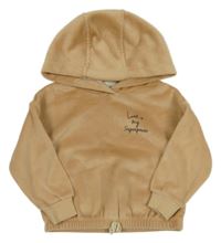 Béžová plyšová mikina s nápisom a kapucňou C&A