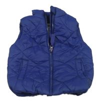 Tmavomodrá prešívaná šušťáková zateplená vesta Mothercare
