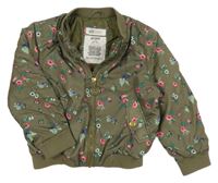 Khaki květovaný šusťákový zateplený bomber H&M
