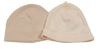 2x bavlněná čepice - světlerůžová + lososová H&M 