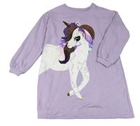 Lila teplákové šaty s jednorožcem z překlápěcích flitrů H&M