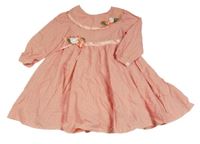 Růžové květované slavnostní šaty s 3D květy 