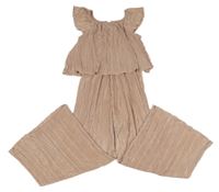 Světlerůžový plisovaný třpytivý kalhotový overal Lindex