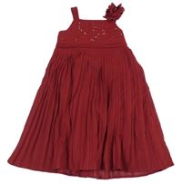 Bordó plisované slavnostní šaty s flitry a květy NUTMEG