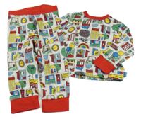 Bílo-barevné pyžamo s domečky Little Bird