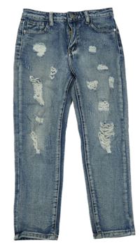 Modré skinny rifle s vyšúchaním