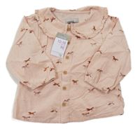 Nové - Svetloružová menšestrová blúzka s koňmi Primark