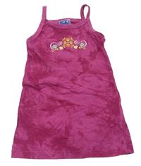 Purpurové batikované šaty s výšivkou