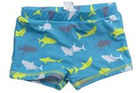 Zelenomodré nohavičkové plavky so žralokmi F&F