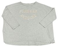 Sivé melírované oversize tričko s nápisom H&M