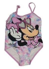 Růžovo-modré tónované jednodílné plavky s Minnie Disney 