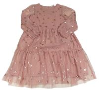 Světlerůžové tylové šaty s hvězdičkami H&M