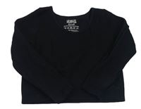 Černé žebrované sportovní crop triko 