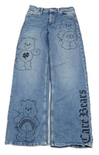 Modré wide leg rifle s medvídky H&M