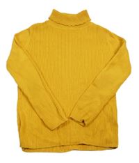 Žltý rebrovaný sveter s rolákom George