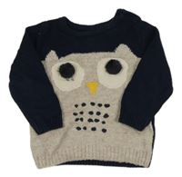 Tmavomodrý vlnený sveter so sovou M&S