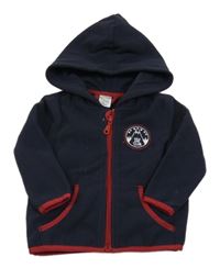 Tmavomodro-červená fleecová prepínaci mikina s horou a kapucňou Pocopiano