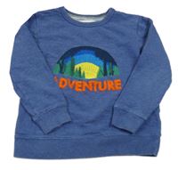 Modrá mikina s výšivkou a nápisom Mini Boden