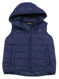 Tmavomodrá šusťáková prošívaná zateplená vesta s logem a kapucí Peter Storm