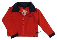 Červeno-tmavomodrá fleecová prepínaci mikina s výšivkou n. Jack Wofskin