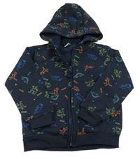 Tmavomodrá prepínaci mikina s dinosaurami a kapucňou Kiki&Koko