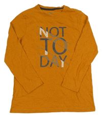 Medovo-sivé melírované tričko s nápisom Yigga