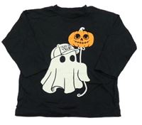 Černé triko s duchem Next