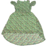 Zelené šifonové květované šaty s volnými rameny Y.F.K.