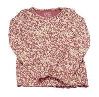 Růžové žebrované květované triko Next