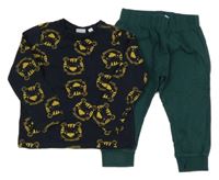 Tmavomodro-tmavozelené pyžamo s tygry Blukids