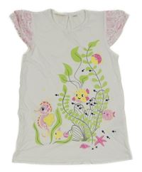 Biele tričko s rybičkami Kids