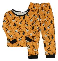 Oranžovo-černé fleecové pyžamo s dýněmi Cozy Pixies