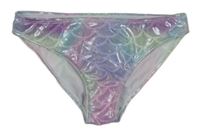 Modro-zeleno-ružové vzorované plavkové nohavičky