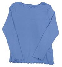 Modré rebrované tričko s kroucenými lemy Primark