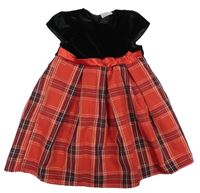 Červeno-čierne kockované slávnostné šaty s mašlou So Cute