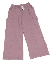 Nové - Světlerůžové cargo wide leg tepláky Dunnes