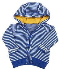 Modro-biely pruhovaný prepínaci sveter s kapucňou Mothercare