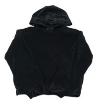 Čierna rebrovaná zamatová crop mikina s kapucňou F&F