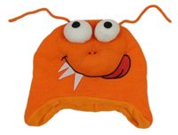 Oranžová pletená čepice - príšerka