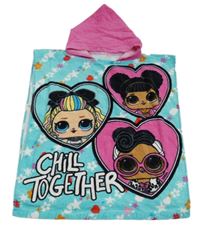 Azurovo-tmavoružová froté pončo osuška s L.O.L. SUPRISE!