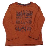 Medové tričko s kytarou a nápismi S. Oliver