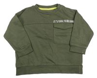 Khaki mikina s nápisom a vreckom F&F