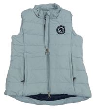 Světlemodrošedá prešívaná šušťáková funkčná zateplená jezdecká vesta s koníkem TCM