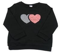 Čierna mikina so srdiečkami