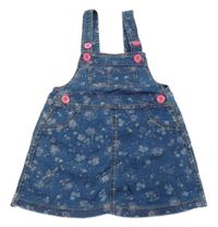 Modré rifľové šaty s kvietkami