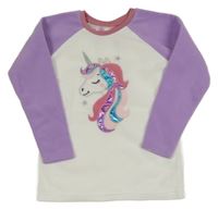 Bielo-levandulovo-staroružová fleecová mikina s jednorožcom INFINITY KIDS