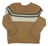 Hnedo-biela mikina s nápisom a pruhmi Nutmeg