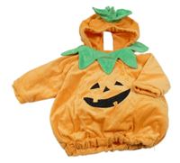 Kostým - Oranžovo-zelený plyšový vycpaný oděv s kapucí - dýně